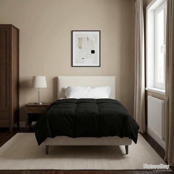 Duvet d'�t� simple Matelass� Noir 155 x 200 cm Microfibre