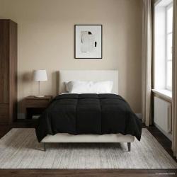 Duvet d'&eacute;t&eacute; simple Matelass&eacute; Noir 135 x 220 cm Microfibre