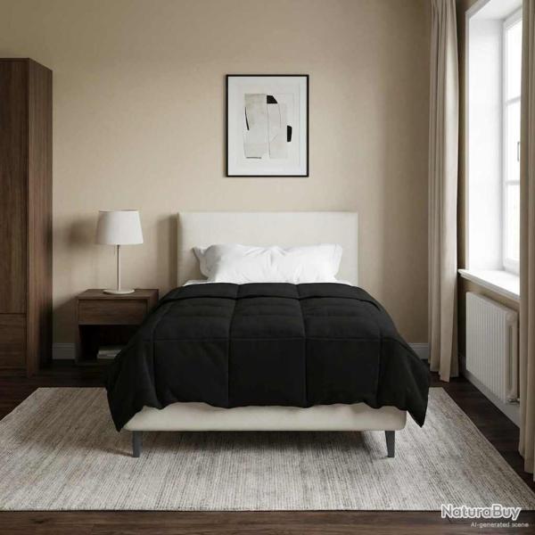 Duvet d'�t� simple Matelass� Noir 135 x 220 cm Microfibre