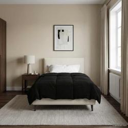 Duvet d'&eacute;t&eacute; simple Matelass&eacute; Noir 155 x 220 cm Microfibre