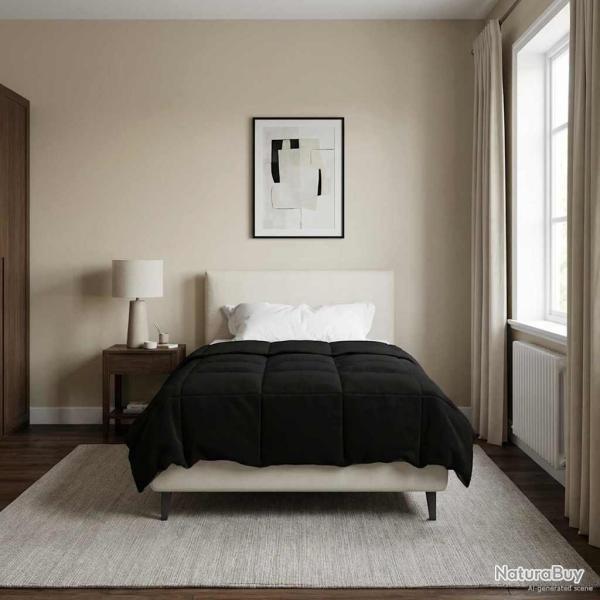 Duvet d'�t� simple Matelass� Noir 155 x 220 cm Microfibre