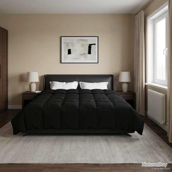 Duvet d'�t� simple Matelass� Noir 220 x 260 cm Microfibre