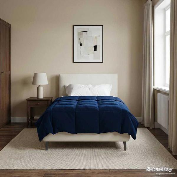 Duvet d'�t� simple Matelass� Bleu fonc� 140 x 200 cm Microfibre