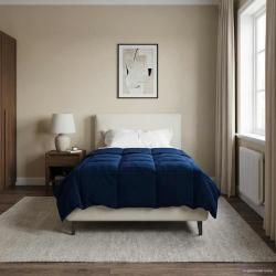 Duvet d'&eacute;t&eacute; simple Matelass&eacute; Bleu fonc&eacute; 155 x 200 cm Microfibre