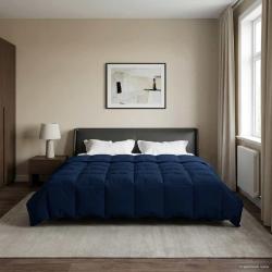 Duvet d'&eacute;t&eacute; simple Matelass&eacute; Bleu fonc&eacute; 200 x 220 cm Microfibre