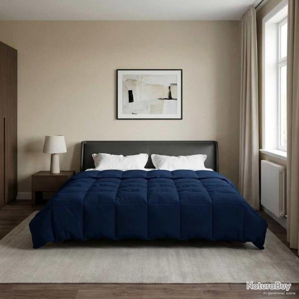 Duvet d'�t� simple Matelass� Bleu fonc� 200 x 220 cm Microfibre