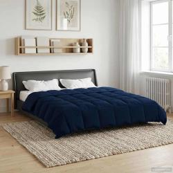 Duvet d'&eacute;t&eacute; simple Matelass&eacute; Bleu fonc&eacute; 220 x 260 cm Microfibre