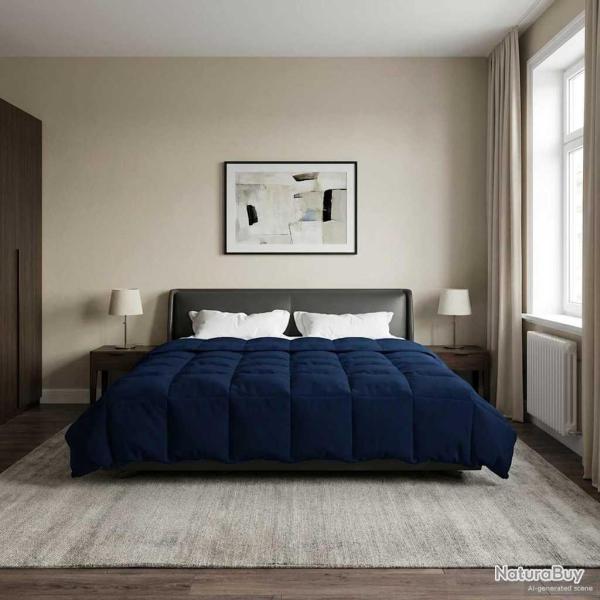 Duvet d'�t� simple Matelass� Bleu fonc� 240 x 260 cm Microfibre