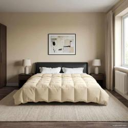 Duvet d'&eacute;t&eacute; simple Matelass&eacute; Cr&egrave;me 200 x 200 cm Microfibre