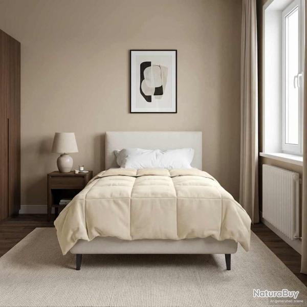 Duvet d'�t� simple Matelass� Cr�me 135 x 220 cm Microfibre