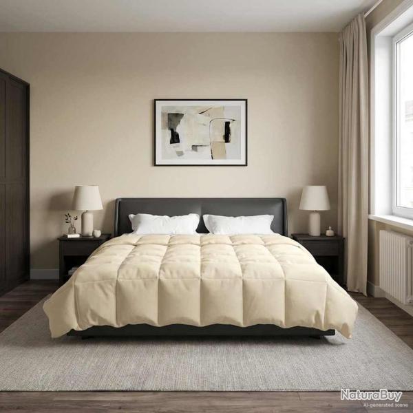 Duvet d'�t� simple Matelass� Cr�me 220 x 260 cm Microfibre