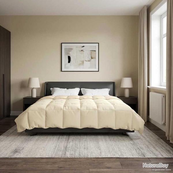Duvet d'�t� simple Matelass� Cr�me 240 x 260 cm Microfibre