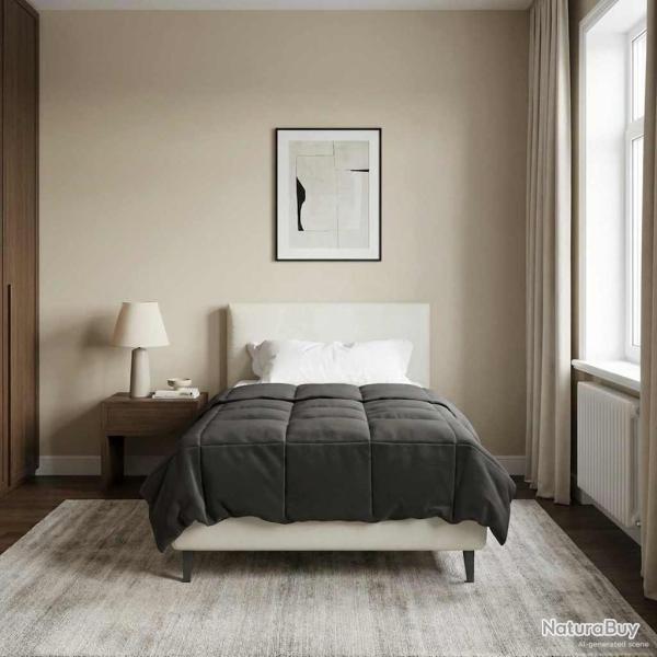 Duvet complet toute l'ann�e Anthracite 155 x 200 cm Microfibre