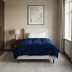 Duvet complet toute l'ann&eacute;e Bleu fonc&eacute; 155 x 220 cm Microfibre