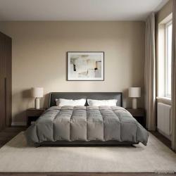 Duvet d'hiver Matelass&eacute; Gris clair 200 x 220 cm Microfibre