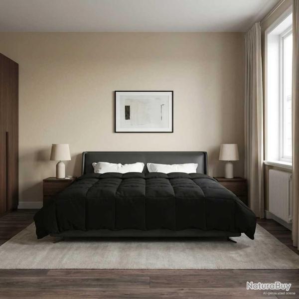 Duvet d'hiver Matelass� Noir 200 x 200 cm Microfibre