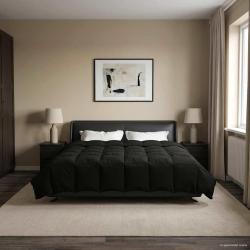 Duvet d'hiver Matelass&eacute; Noir 200 x 240 cm Microfibre