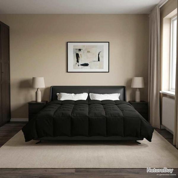 Duvet d'hiver Matelass� Noir 200 x 240 cm Microfibre