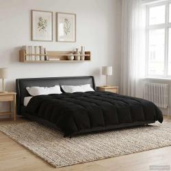 Duvet d'hiver Matelass&eacute; Noir 220 x 260 cm Microfibre