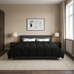 Duvet d'hiver Matelass&eacute; Noir 240 x 260 cm Microfibre