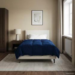 Duvet d'hiver Matelass&eacute; Bleu fonc&eacute; 140 x 200 cm Microfibre