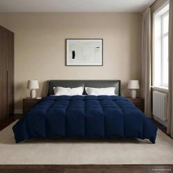 Duvet d'hiver Matelass&eacute; Bleu fonc&eacute; 240 x 260 cm Microfibre