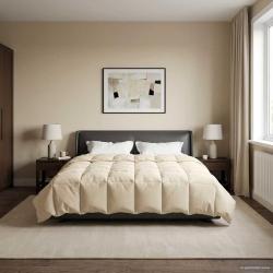 Duvet d'hiver Matelass&eacute; Cr&egrave;me 200 x 200 cm Microfibre