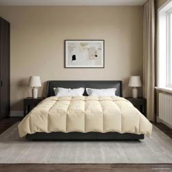 Duvet d'hiver Matelass&eacute; Cr&egrave;me 220 x 260 cm Microfibre