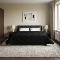 Duvet d'&eacute;t&eacute; simple Matelass&eacute; Noir 200 x 200 cm
