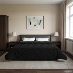 Duvet complet toute l'ann&eacute;e Matelass&eacute; Noir 200 x 200 cm