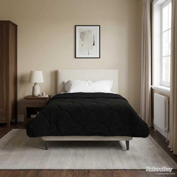 Duvet d'hiver Noir 140 x 220 cm Microfibre et polaire Teddy
