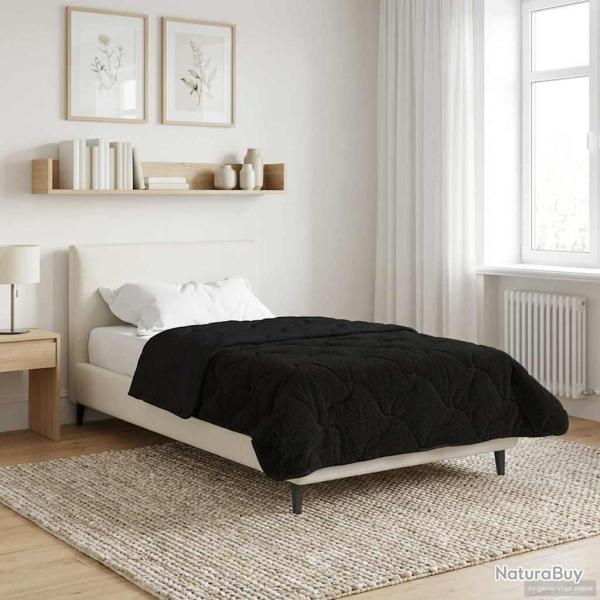 Duvet d'hiver Noir 155 x 200 cm Microfibre et polaire Teddy