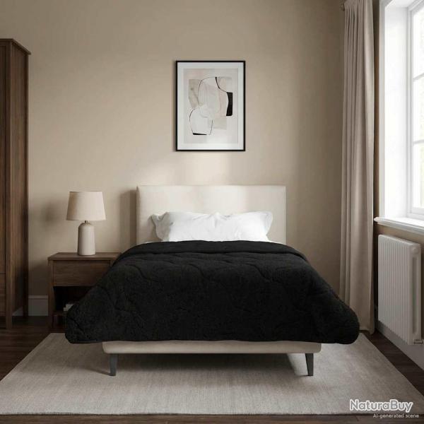 Duvet d'hiver Noir 155 x 220 cm Microfibre et polaire Teddy