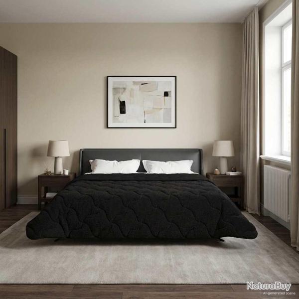 Duvet d'hiver Noir 220 x 240 cm Microfibre et polaire Teddy