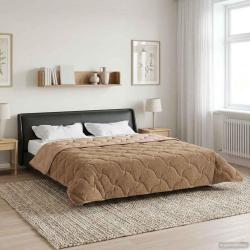 Duvet d'hiver Taupe 220 x 260 cm Microfibre et polaire Teddy