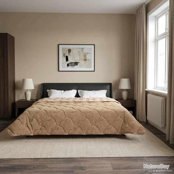 Duvet d'hiver Taupe 240 x 260 cm Microfibre et polaire Teddy