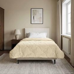 Duvet d'hiver Cr&egrave;me 155 x 200 cm Microfibre et polaire Teddy