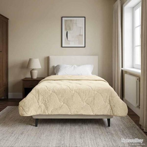 Duvet d'hiver Cr�me 155 x 200 cm Microfibre et polaire Teddy
