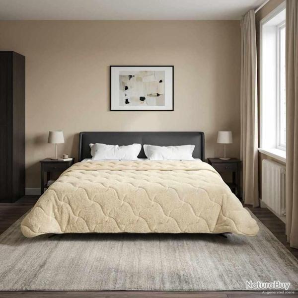 Duvet d'hiver Cr�me 200 x 200 cm Microfibre et polaire Teddy