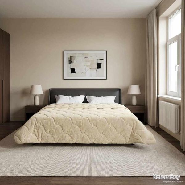 Duvet d'hiver Cr�me 200 x 240 cm Microfibre et polaire Teddy