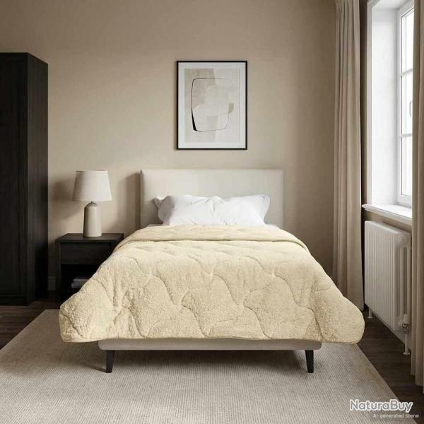 Duvet d'hiver Cr�me 140 x 220 cm Microfibre et polaire Teddy