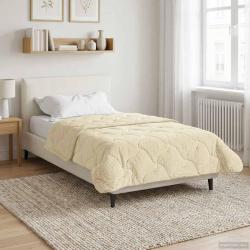 Duvet d'hiver Cr&egrave;me 155 x 220 cm Microfibre et polaire Teddy