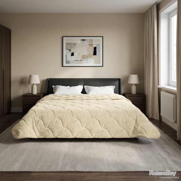Duvet d'hiver Cr�me 200 x 220 cm Microfibre et polaire Teddy