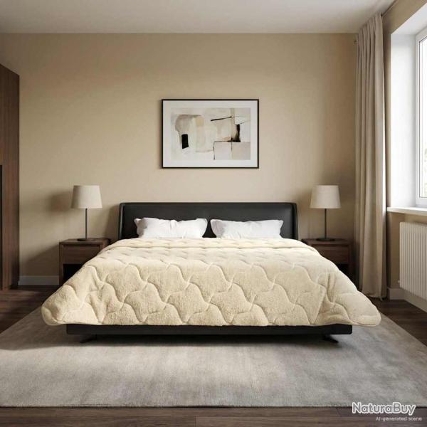 Duvet d'hiver Cr�me 220 x 240 cm Microfibre et polaire Teddy