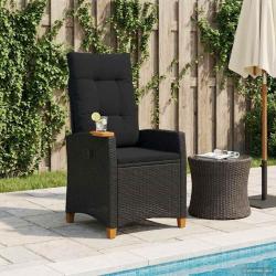 Chaise inclinable avec plateau &agrave; th&eacute; Noir 62 x 64 x 112 cm