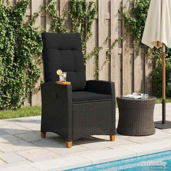 Chaise inclinable avec plateau � th� Noir 62 x 64 x 112 cm