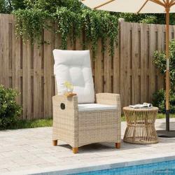 Chaise inclinable avec plateau &agrave; th&eacute; 62 x 64 x 112 cm polyrotin