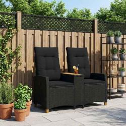 Banc inclinable avec table Noir 126 x 65 x 112 cm polyrotin