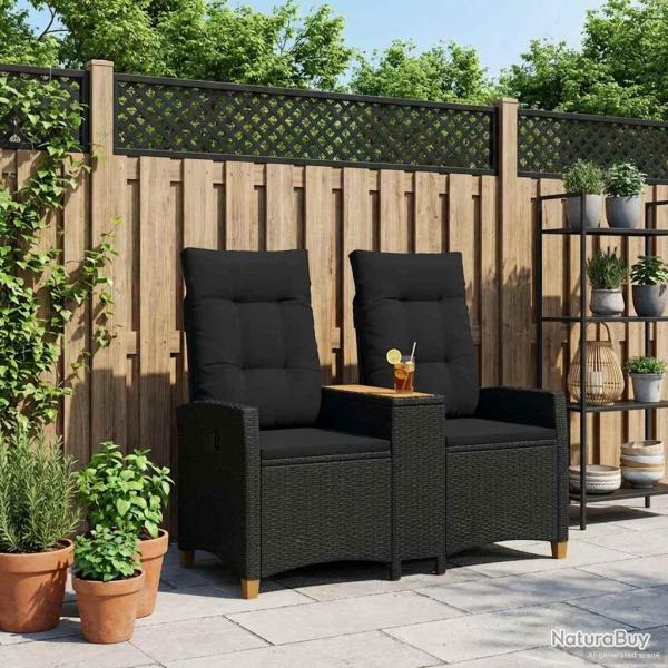 Banc inclinable avec table Noir 126 x 65 x 112 cm polyrotin