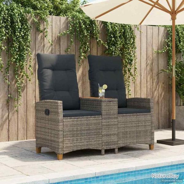 Banc inclinable avec table Gris et Gris fonc� 126 x 65 x 112 cm
